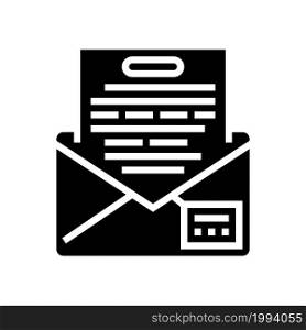 letter envelope glyph icon vector. letter envelope sign. isolated contour symbol black illustration. letter envelope glyph icon vector illustration