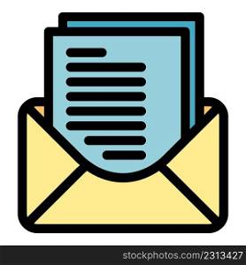 Letter envelope icon. Outline letter envelope vector icon color flat isolated. Letter envelope icon color outline vector