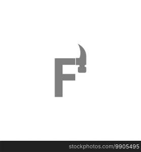 Letter F and hammer combination icon logo design vector