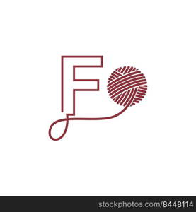 Letter F and skein of yarn icon design illustration vector