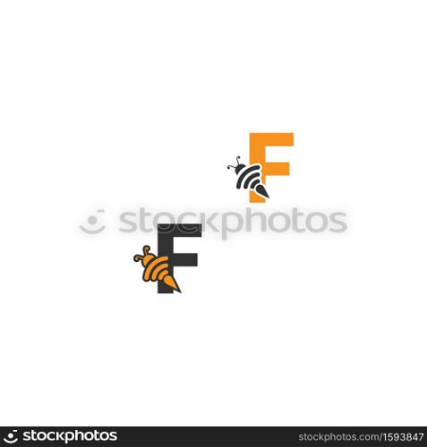 Letter F bee icon  creative design logo illustration