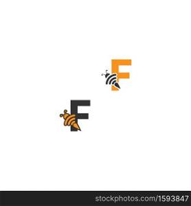 Letter F bee icon  creative design logo illustration