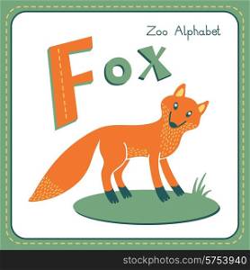Letter F - Fox. Alphabet with cute animals. Vector illustration.Other letters from this set are available in my portfolio.