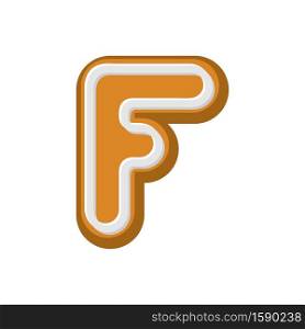 Letter F Gingerbread. Peppermint honey-cake font. Cookies alphabet. Lettering biscuit