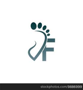 Letter F icon logo combined with footprint icon design template
