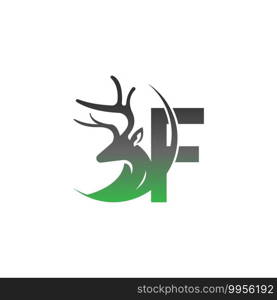 Letter F icon logo with deer illustration design vector