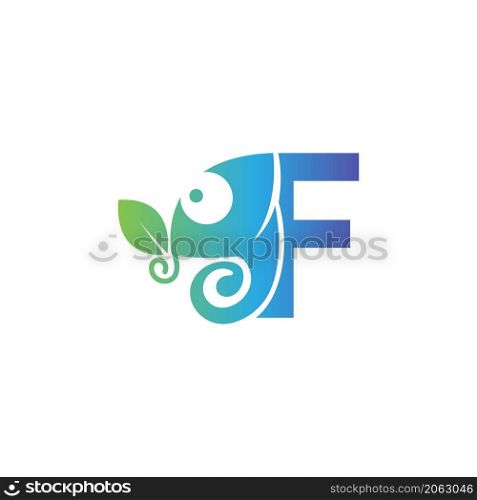 Letter F icon with chameleon logo design template vector