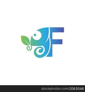 Letter F icon with chameleon logo design template vector