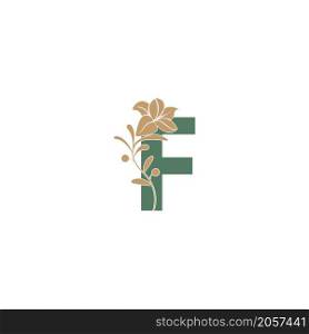 Letter F icon with lily beauty illustration template vector