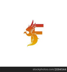 Letter F icon with phoenix logo design template illustration