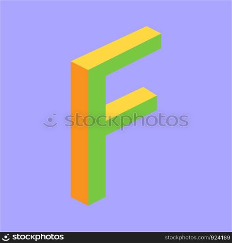Letter F isometric design Vector illustration eps 10. Letter F isometric design Vector illustration