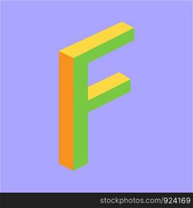 Letter F isometric design Vector illustration eps 10. Letter F isometric design Vector illustration