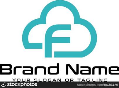Letter f logo and clouds Royalty Free Vector Image