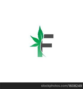 Letter F logo icon with cannabis leaf design vector illustration