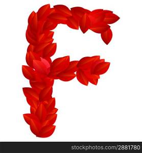Letter F of red petals alphabet