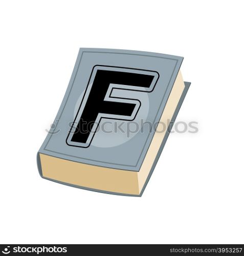 Letter F on cover of retro books. Concept of template elements alphabet&#xA;