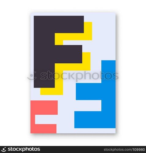 Letter F poster. Letter F poster. Cover for magazine, printing products, flyer, presentation, brochure or booklet. Vector illustration