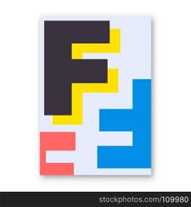Letter F poster. Letter F poster. Cover for magazine, printing products, flyer, presentation, brochure or booklet. Vector illustration