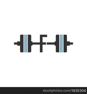Letter F with barbell icon fitness design template vector