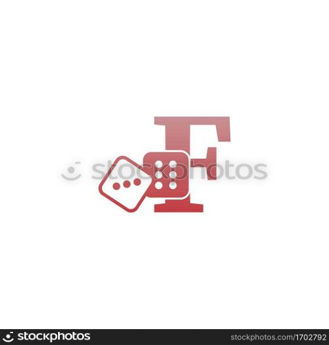 Letter F with dice two icon logo template vector
