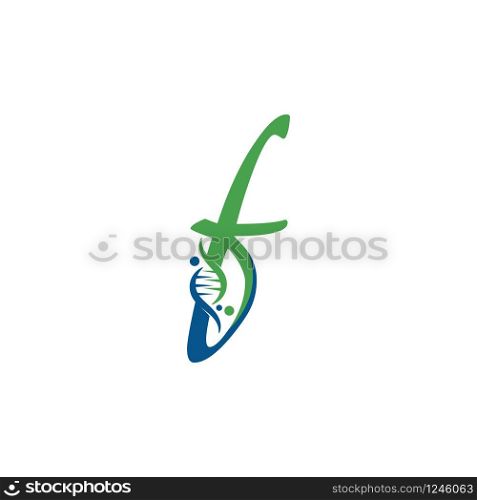 Letter F with DNA logo or symbol Template design vector