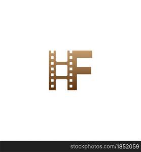 Letter F with film strip icon logo design template illustration