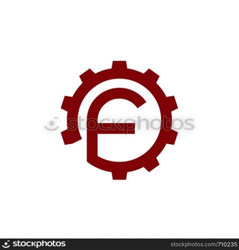 letter F with gear logo concept, letter P industrial logo concept