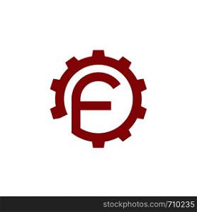 letter F with gear logo concept, letter P industrial logo concept