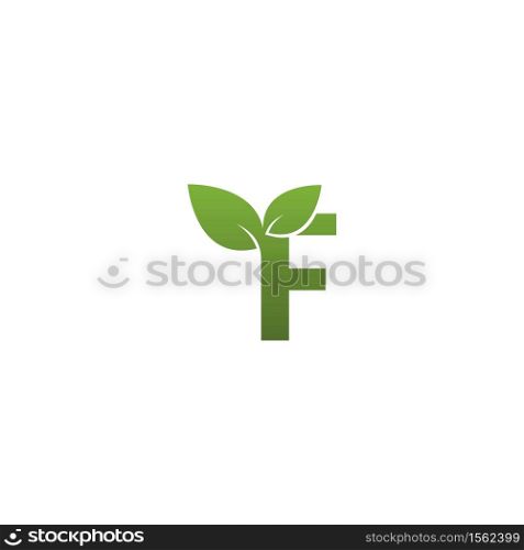 Letter F With green Leaf Symbol Logo Template