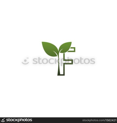 Letter F With green Leaf Symbol Logo Template