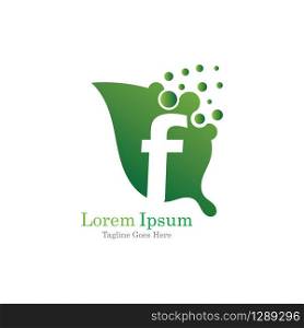 Letter F with leaf creative logo concept template design symbol modern