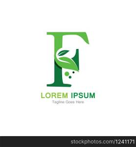Letter F with leaf logo concept template design symbol