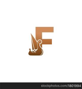 Letter F with logo icon viking sailboat design template illustration