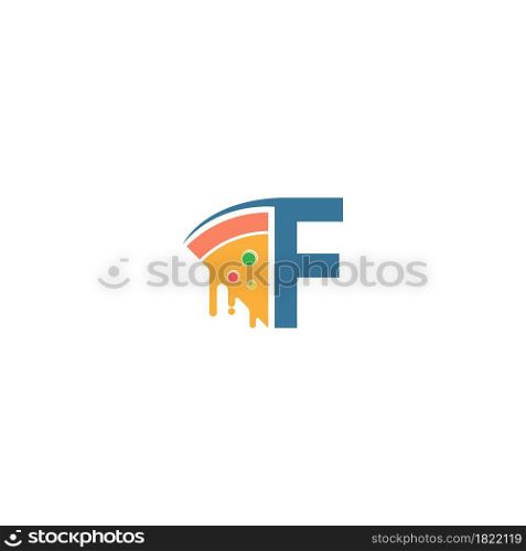 Letter F with pizza icon logo vector template