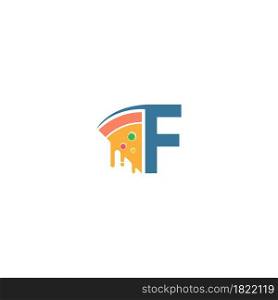 Letter F with pizza icon logo vector template