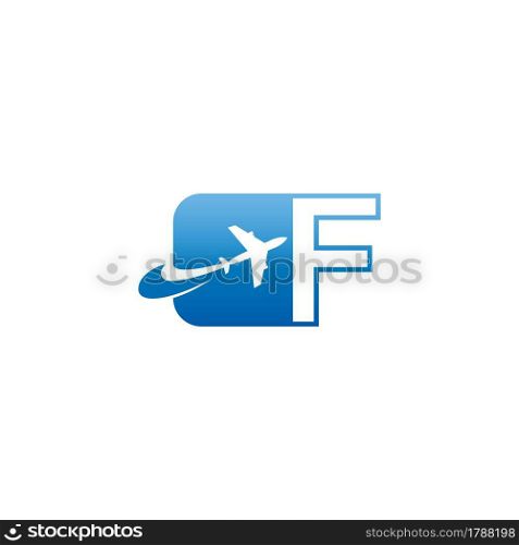 Letter F with plane logo icon design vector illustration