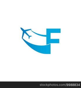 Letter F with plane logo icon design vector illustration template