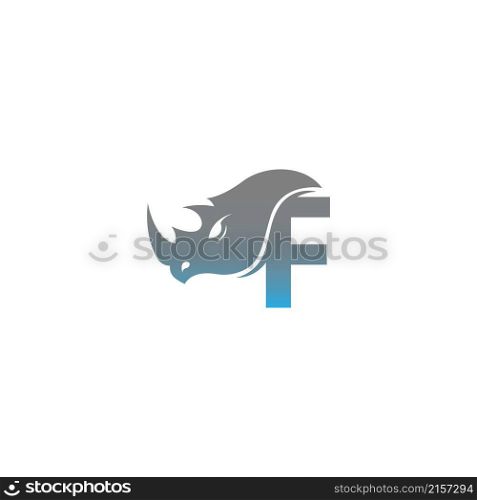 Letter F with rhino head icon logo template vector