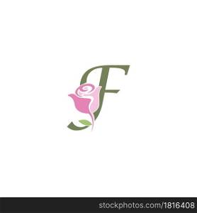 Letter F with rose icon logo vector template illustration