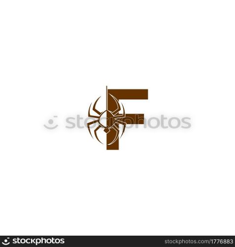 Letter F with spider icon logo design template vector