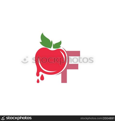 Letter F with tomato icon logo design template illustration vector