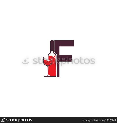 Letter F with wine bottle icon logo vector template