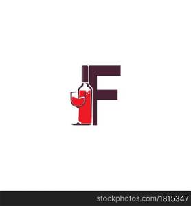 Letter F with wine bottle icon logo vector template
