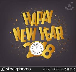 Letter Folding with Paper and clock, Happy New Year 2018