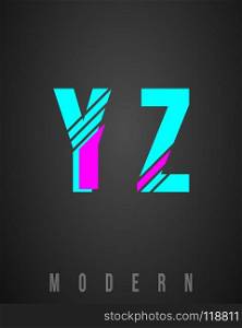 Letter font modern design. Set of letters Y, Z logo or icon. Vector illustration.. Letter font modern design. Letter font modern design