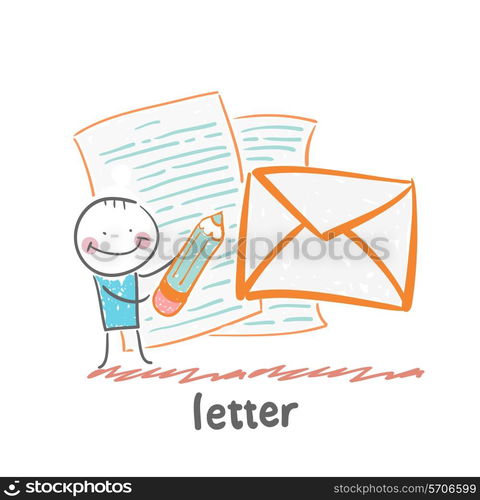 letter. Fun cartoon style illustration. The situation of life.