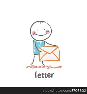 letter. Fun cartoon style illustration. The situation of life.