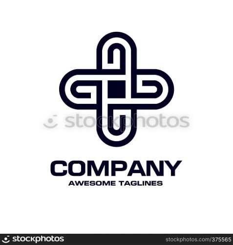 Letter G as cross plus logo icon design template elements