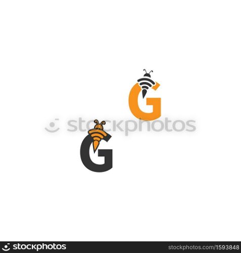 Letter G bee icon  creative design logo illustration