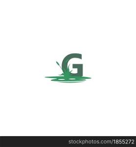 letter G behind puddles and grass template illustration